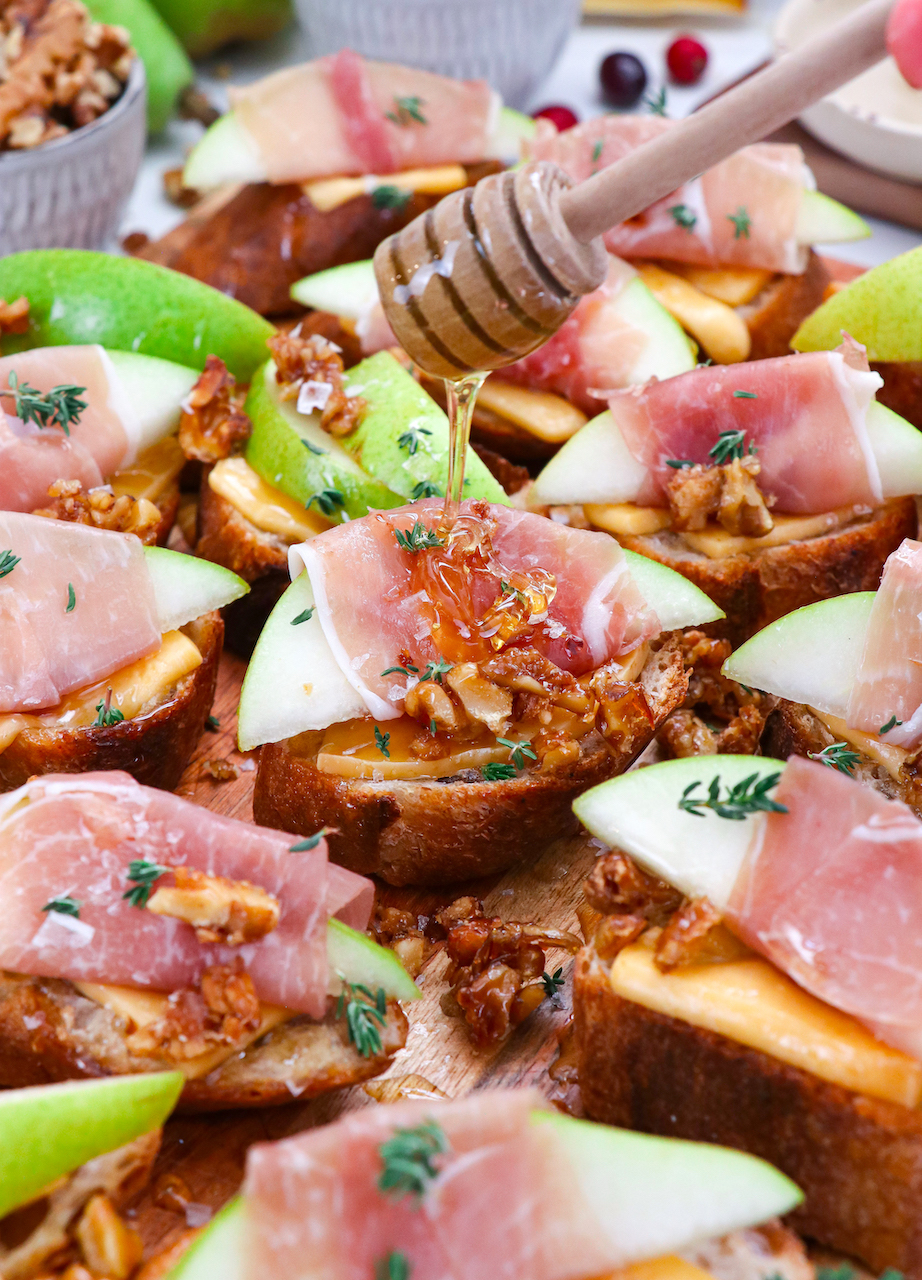 Prosciutto Pear & Gouda Crostini